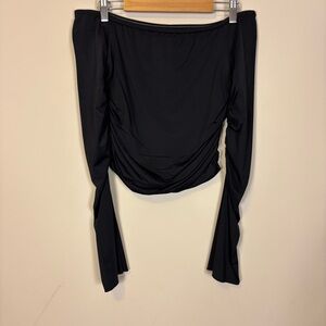 Edikted Black Strapless Long Sleeve Going Out Top Medium